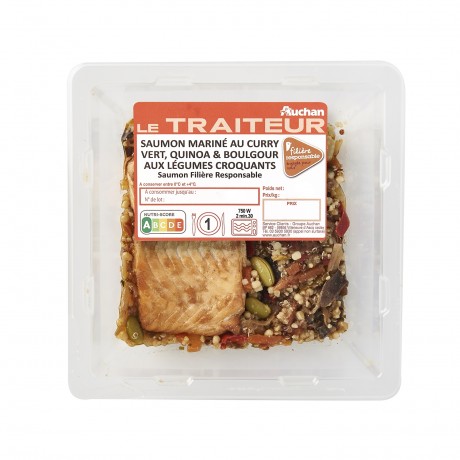 - Saumon mariné curry vert quinoa légumes croquants Auchan Cultivons le bon