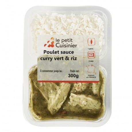 Poulet sauce curry vert et riz