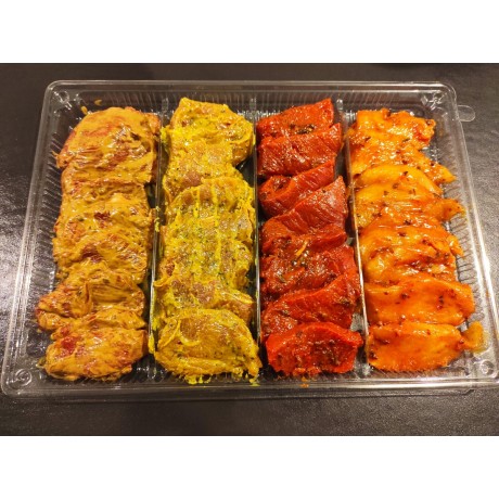 - Plateau plancha viande bovine, de porc etpoulet marinés
