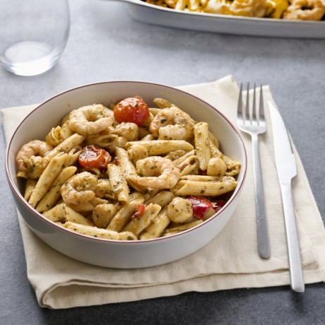 Penne aux crevettes et noix de Saint-Jacques