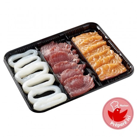 - Plateau plancha saumon, thon et anneaux d'encornet